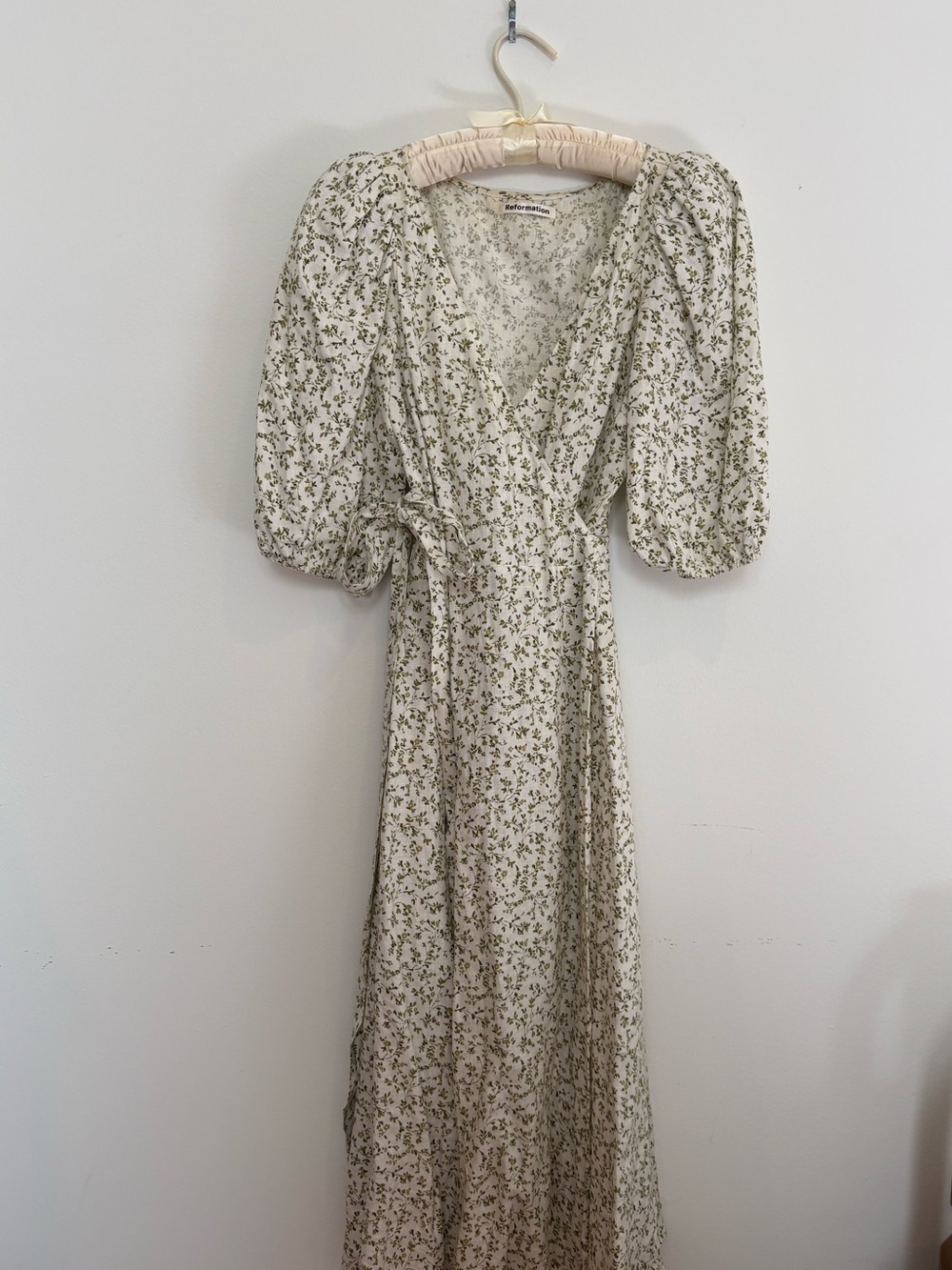 Reformation linen midi wrap dress